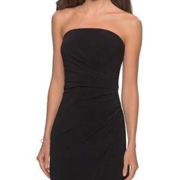 NWT La Femme 28204SC Jersey Prom Dress Black Size 14 - Picture 3 of 6